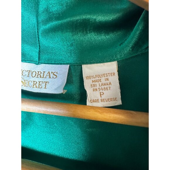 Vintage Victoria’s Secret Gold Label Satin Pajama Set Green w/ Pearl Buttons S - Picture 6 of 7